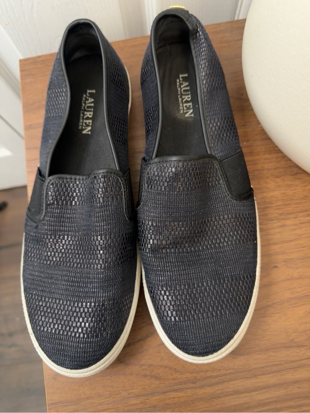 Lauren Ralph Lauren Jinny Black Woven Slip On Sneakers Women’s 9.5B - Picture 5 of 9